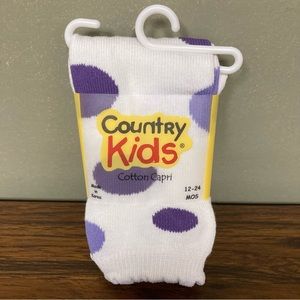 5/$15 Country Kids Cotton Capri Tights Purple Polka Dots 12-24 Months